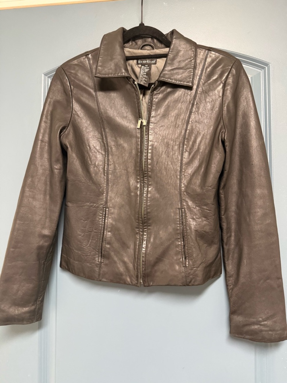 bebe Black Leather Zip Jacket